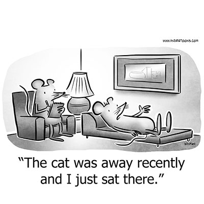 Funny comic Cat Away Mouse Didn't Play